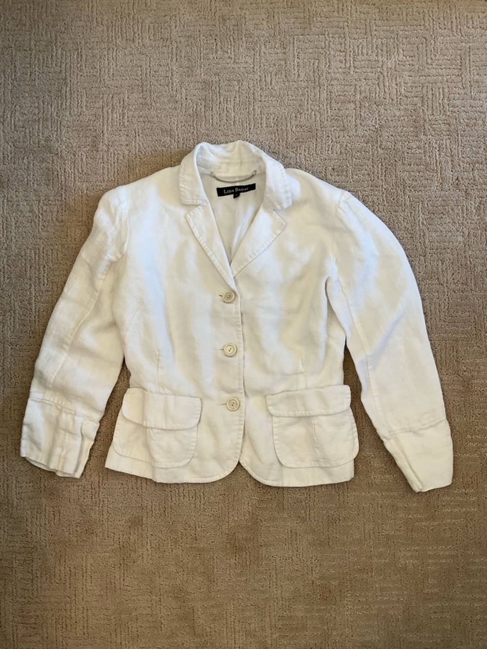 🇨🇦 💫 Lida Baday White Linen Blazer Tailored Sz 8 M EUC Minimalist Quiet Luxury
